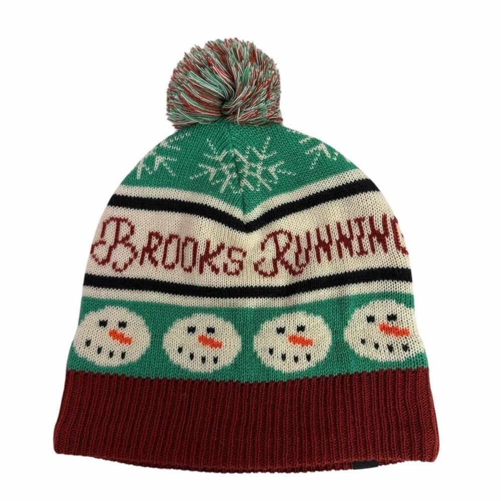 BROOKS Run Merry Pom Beanie Hat Cap OSFM Unisex - Picture 2 of 8